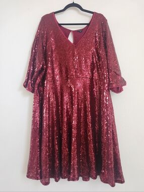 Torrid Red Sequin Skater Mini Dress